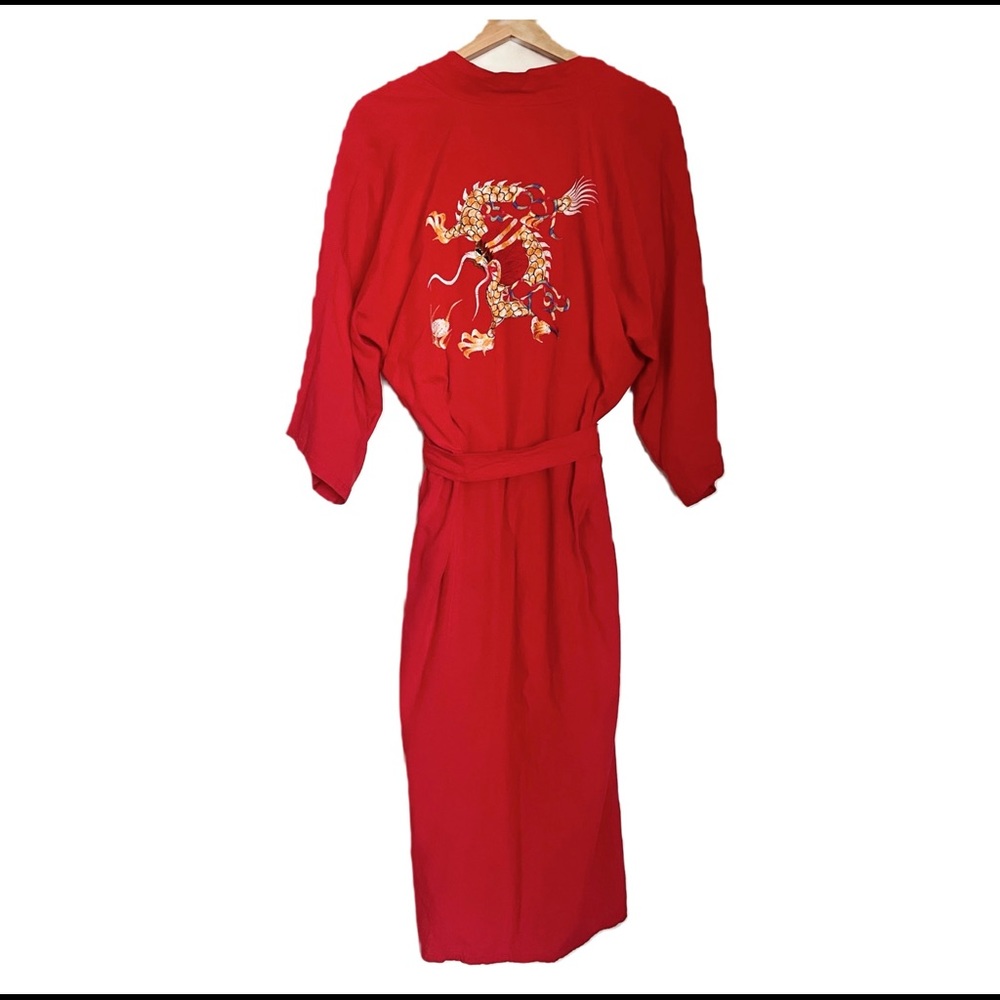 Vintage Chinese Dragon Red Robe Kimono Style